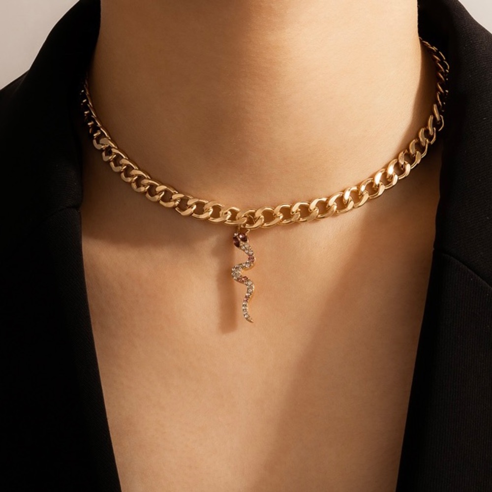 Snake Pendant Cuban Link Necklace